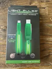 Pilot Micro USB SCharger Green LED Light Cable PS4 & Xbox One Compatible New