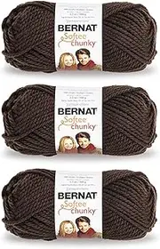 [Bernat] Softee Chunky Dark Taupe Yarn - 3 Pack of 100g/3.5oz - Acrylic - 6 Super Bulky - 108 Yards - Knitting/Crochet