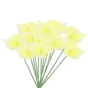 10Pcs 13" Artificial Anthurium Lily Flowers Floral Bouquet Decor, Light Yellow