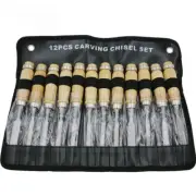 12-Piece Wood Carving Chisel Set - Hand Carved Knives with Hardwood Handles