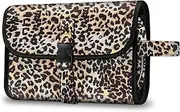 [FINTIE] Portable Toiletry Cosmetic Travel Bag, Large Water Resistant Hanging Makeup Organizer Storage Pouch Case for Women Girls, Leopard, Toiletry Bag