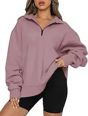 [AUTOMET] Womens Oversized Half Zip Pullover Long Sleeve Sweatshirt Quarter Zip Hoodie Sweater Teen Girls Fall Y2K Clothes