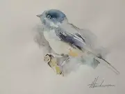 Chockadee, Birds, Watercolor artwork, Handmade, Original painting on paper