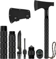 Survival Hatchet & Camping Axe with Fixed Blade Knife Combo Set, Full Tang