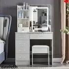 LED Dressing Table Set Makeup Vanity Mirror & Drawers Storage Dresser Stool