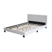 Design Square Modern Designer PU Leather Double Bed Frame With Headboard - White