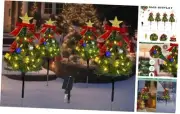 Solar Christmas Tree Pathway Lights Outdoor, Set of 4 Solar 4Pcs Warm White