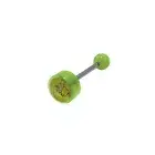 14 Gauge Green Middle Finger Straight Barbell Tongue Ring 15mm Surgical Steel