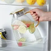 Glass Pitcher, Borosilicate Glass Pitcher with Lid and Handle, 1.8L Water Container for Fridge Door, 60oz Beverage Jug for Iced Tea, Juice, Use for Home and Camping