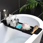 Bathtub Caddy Tray, Expandable Bath Shelf, Adjustable Plastic Bathtub Caddy, Bathroom Tray, Bathtub Accessories & Bathroom Gadgets for Candle Towel, Book, Wine, Phone, Shower