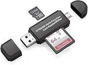 ELASO USB Card Reader Micro USB OTG Adapter SD/Micro SD Card Reader with Standard USB & Micro USB Compatible with Smartphones/Tablets