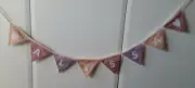 #PBppl PERSONALISED Customized NAME BUNTING Banner Garland fabric handmade pink