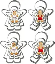 12 PCS Gingerbread Boy Girl Shaped Cookie Cutter Set, Stainless Steel Gingerbread Cookie Cutters for Christmas, Biscuit Cake Baking Cutter Molds for Family Valentine's Day Lovers Wedding Gift (12)
