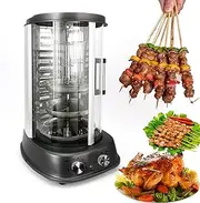 1800W Electric Vertical Shawarma Barbecue Grill, 31L Commercial Smokeless Countertop 360° Rotary Barbecue Oven with Grills, Timer,Tempe Adjust,Stainless Steel BBQ Roaster Skewer Machine, for Home,Kitc