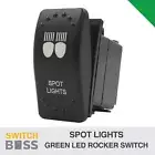 Spot Lights LASER ETCHED Rocker Switch - Green LED 12v 24v Toggle On-Off
