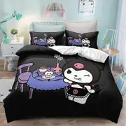 o588 Bed- Duve-t Cov-er Anime- Cartoon Kuromi Melody -Kawaii Bed-ding Sets 3D Lightw-eight 3 Piece C-omforter Sets, 1 Duvet -Cover and 2 -Pillow Shams