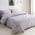 Purple Floral Queen King Patchwork Quilt Bedspread Coverlet Throw Rug 100%Cotton