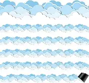 Mooliwe 24 Pcs Cloud Magnetic Bulletin Board Borders Magnetic Borders for Classroom Whiteboard 12''x1.2'' Blue White Clouds Poster Border for School Office Blackboard Chalkboard Party Decorations