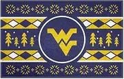 FANMATS 25859 West Virginia Mountaineers Holiday Sweater Starter Mat Accent Rug - 19in. x 30in. | Sports Fan Home Decor Rug and Tailgating Mat