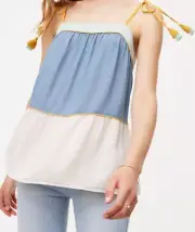 Ann Taylor LOFT Tiered Poolside Peplum Cami Top Size Medium Poolside Blue Color