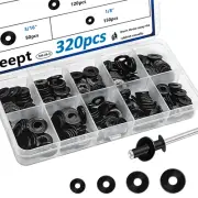 320Pcs Black Pop Rivet Washers Assortment Kit for Pop Rivets Diameter 1/8Inch,5/