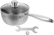 Ciieeo Stainless Steel Saucepan Sauce Pot with Pour Spout Frying Pan Honeycomb Flat Bottom Cooking Pot Nonstick Induction Pot for Home Kitchen Restaurant 18cm with Lid