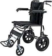 Lightweight Transport Wheelchair Carbon Steel Folding Manual Wheelchair All Terrain Portable Sport Wheelchair Aircraft-accessible Support 260 Lbs