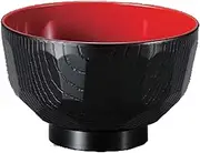 Fukui Craft Miso Soup Bowl, Ebisu Tortoise Shell Soup Bowl, Made in Japan, Kurouchi Vermila, Diameter 4.3 inches (110 mm)