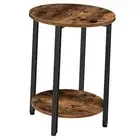 Round Side Table, Wooden Look Accent End Table for Sofa Couch, Round