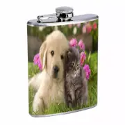 Puppy Kitty Cuddle Em1 Flask 8oz Stainless Steel Hip Drinking Whiskey