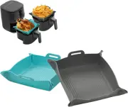 Navaris Silicone Air Fryer Liners (Set of 2) - Reusable Liner with Foldable Desi
