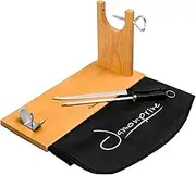 Jamonprive Professional Ham Stand with Ham Knife + Sharpening Steel + Ham Cover - Ham Holder Ideal for Serrano Ham, Iberico Ham and Italian Prosciutto -