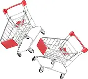 Milisten 2Pcs Mini Shopping Cart Fun Simulation Trolley for Sundries Storage and Play Compact for Bedroom Office and Playroom Decor