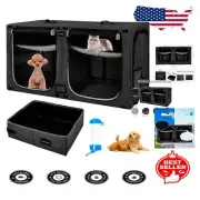 Portable Double Cat Crate: Spacious Twin Compartment Travel Carrier with Hammock