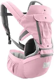 zolyet Baby Carrier with Hip Seat Breathable & Detachable Design Adjustable S Side Pockets Multifunctional Ergonomic Baby Safe Carriers Waist Stool for 0-36 Months Babies Inf Toddlers