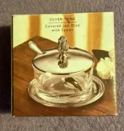 Studio Silversmiths/ silver plates jam dish with spoon & saucer