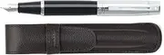 Sheaffer 300 Glossy Black Fountain Pen with Bright Chrome Cap, Chrome-Plated Trim and Matching Pouch gift Set (Fountain, Medium nib)