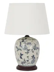 Fleur 1 Light Medium Table Lamp in White/Blue