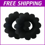Travel-Ready Microbead Neck Support Pillow - 2-Pack Adjustable Cushions in Black