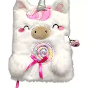 Claire's Kids Furry Unicorn Locking Diary Journal Notebook With Keys