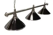 Pool Snooker Billiard Lighting - Brushed Stainless Light (3 x Chrome Shades) 61 Inch