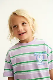 [Cotton On Kids] Cotton On Kids - Bluey Drop Shoulder Short Sleeve Tee - Lcn blu lets do this/lilac mood stripe 6 LCN BLU LETS DO THIS/LILAC MOOD STRIPE