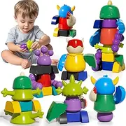 Magnet Robot Toy for Kids 3-5 Years Old - Monster Magnet Toys Stacking Transform Toys with Storage Box, Magnetic Blocks Set for Boys Age 3 4 5 6 7 Years Old Boys, Summer and Birthday Gifts