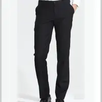 在飛比找ETMall東森購物網優惠-【Weishton】 韓版低腰窄版免燙西褲，平面素色黑
