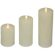 Northlight 3 Cream LED Flickering Flameless Pillar Christmas Candles 8.75"