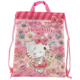 小禮堂 Hello Kitty 尼龍束口後背袋 尼龍手提袋 後背包 束口袋 縮口袋 (紅 香水)