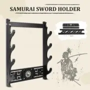 Wall Mount Katana Samurai Sword Holder Stand Display Rack Tai Chi Pattern 4 Tier