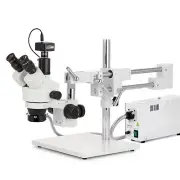 7X-45X Simul-Focal Stereo Zoom Microscope + Fiber Optic Ring Light +1.3MP Camera