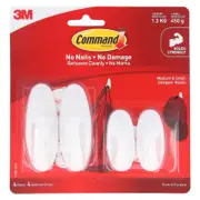 Command™ Small / Medium White Adhesive Designer Hooks Value Pack - 4 Pack