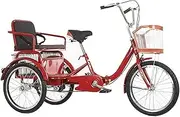 Three Wheel Bike, 3 Wheel Bikes for Adults Adult Tricycle Seniors Trike 20Inch Cruise Bike with Basket for Recreation Shopping Exercise Men's Women's Bike Cycling Pedalling